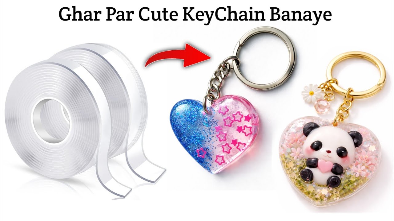 How To Make Cute Keychain/Homemade glass keychain/Gift keychain making/DIY Keychain 