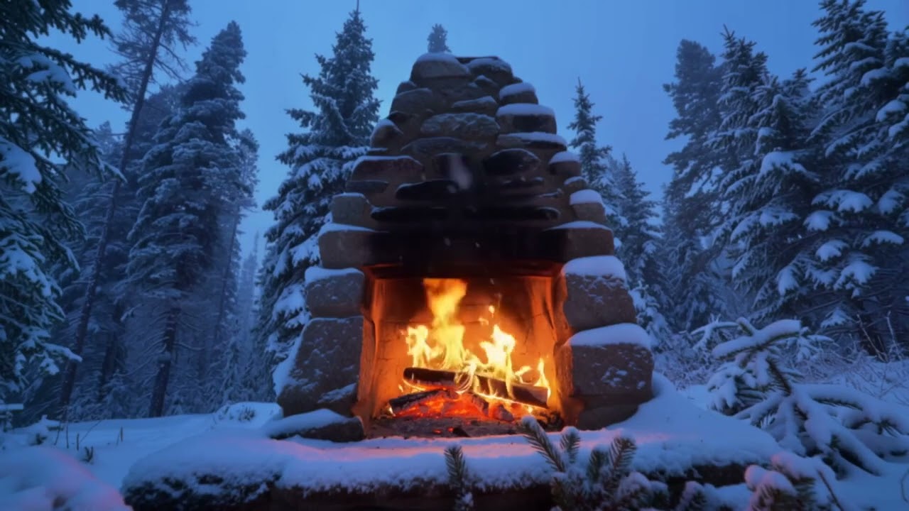 4K Fireplace in a Snowy Forest ❄️ Cozy Winter Fire ASMR | Relaxation