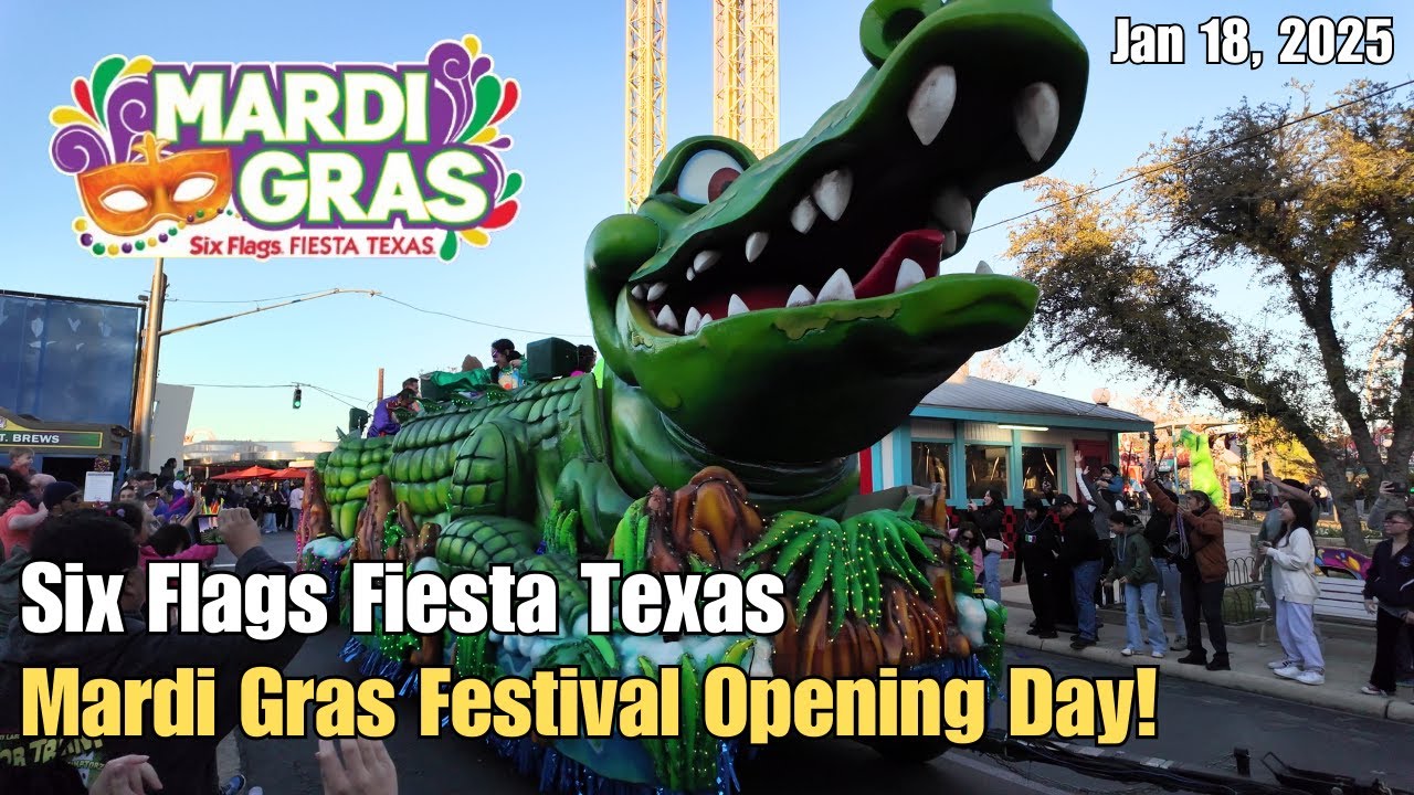 Six Flags Fiesta Texas | Mardi Gras 2025 Opening Day Vlog! | Jan 18 #fiestatexas #mardigras