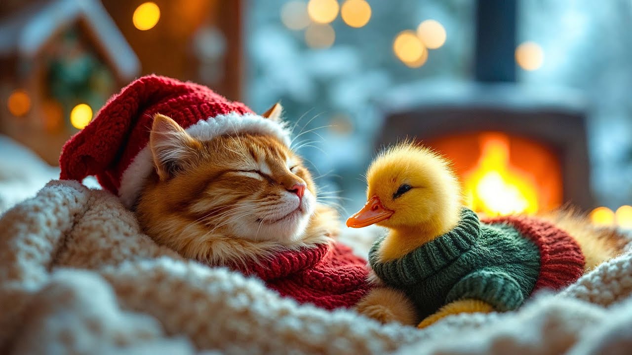 Tranquil Night with a Hearthside Cat – Soft Purrs for Relaxation and Sleep