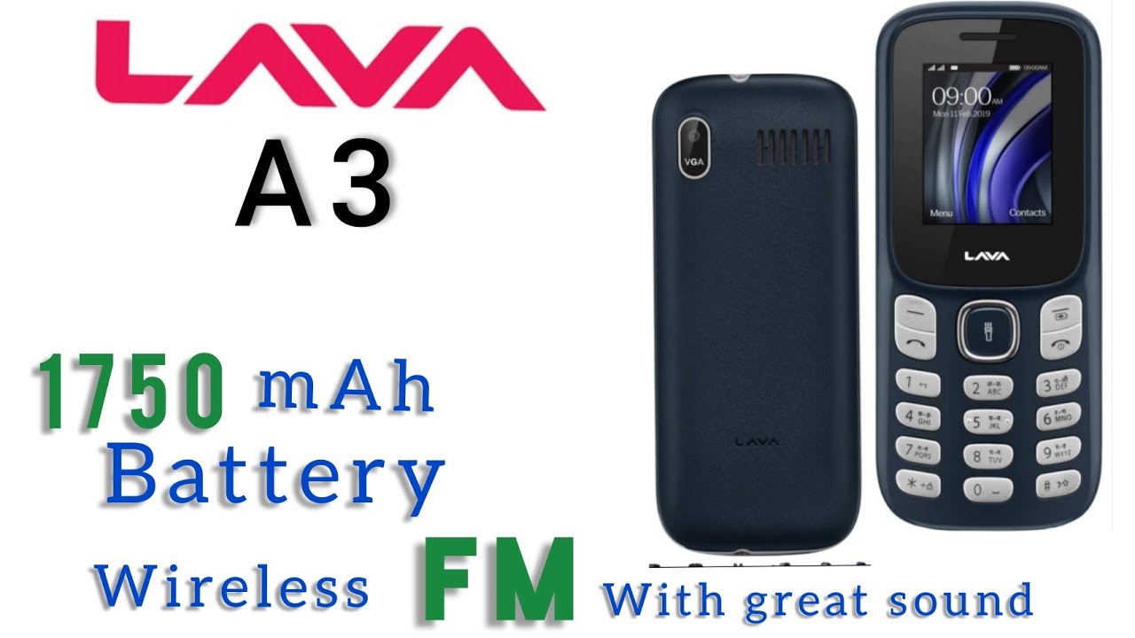 LAVA A3  mobile।  Best keypad mobile with wireless FM & 1750 mAH battery। Lava mobile।