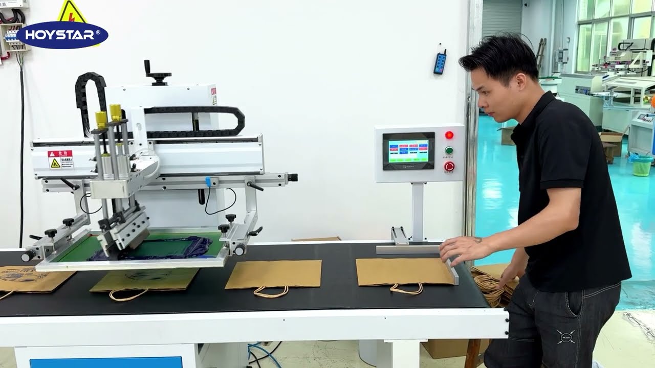 How to Print on Paper Bags? Industrial Conveyor Belt Screen Printer Working Video