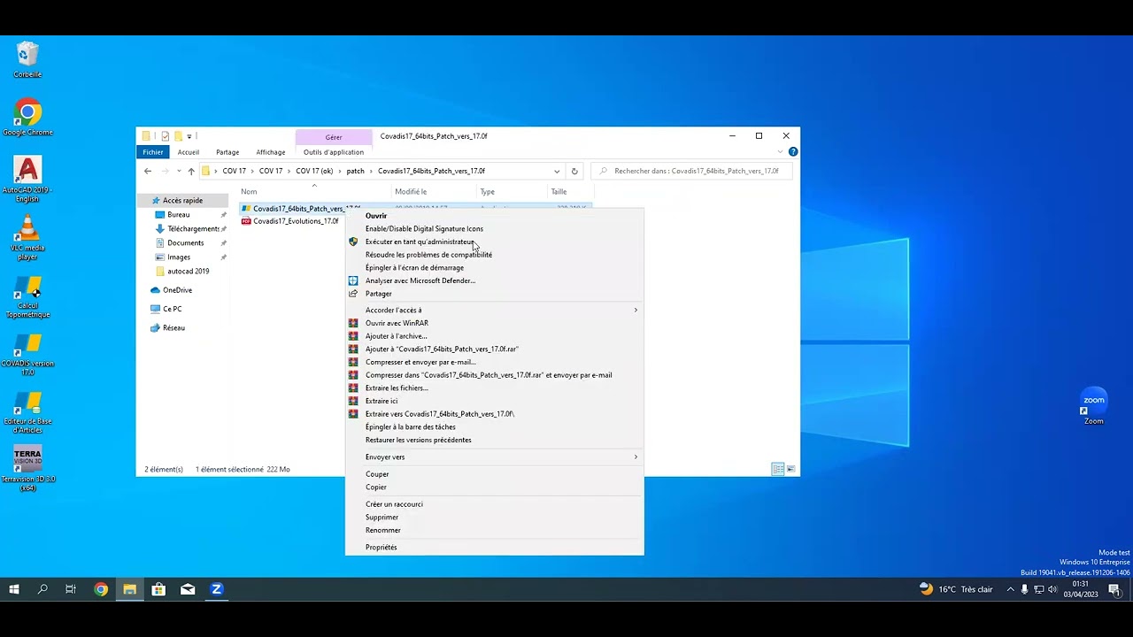 Installation détaillée COVADIS 17 avec Autocad 2019 : ETAPE-2