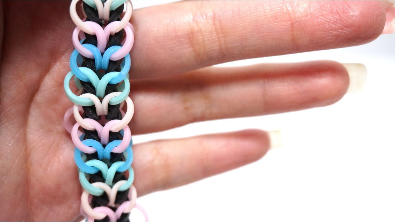Rainbow Loom Bands Heartstring bracelet no hook with Pencil Colorful Bands DIY