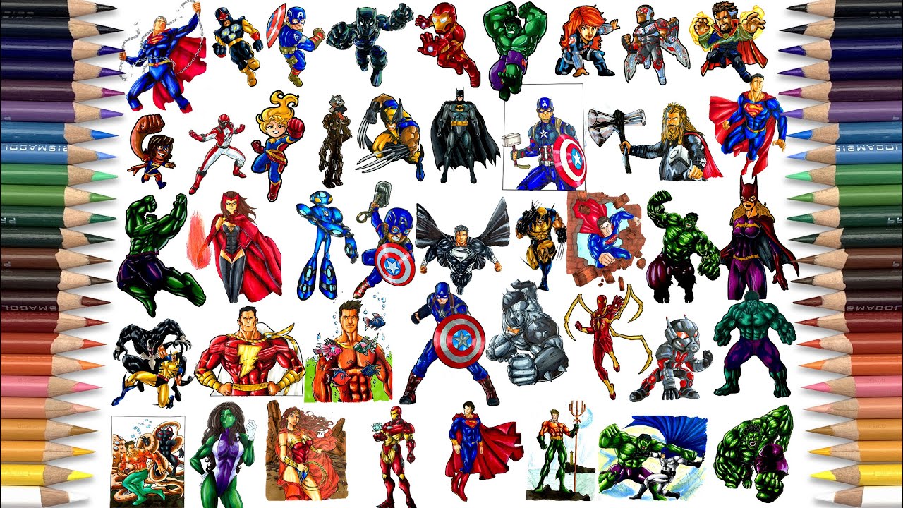 100 SUPERHEROES Coloring Pages In 34 Minutes | Over A Year Coloring Pages [NCS Release]