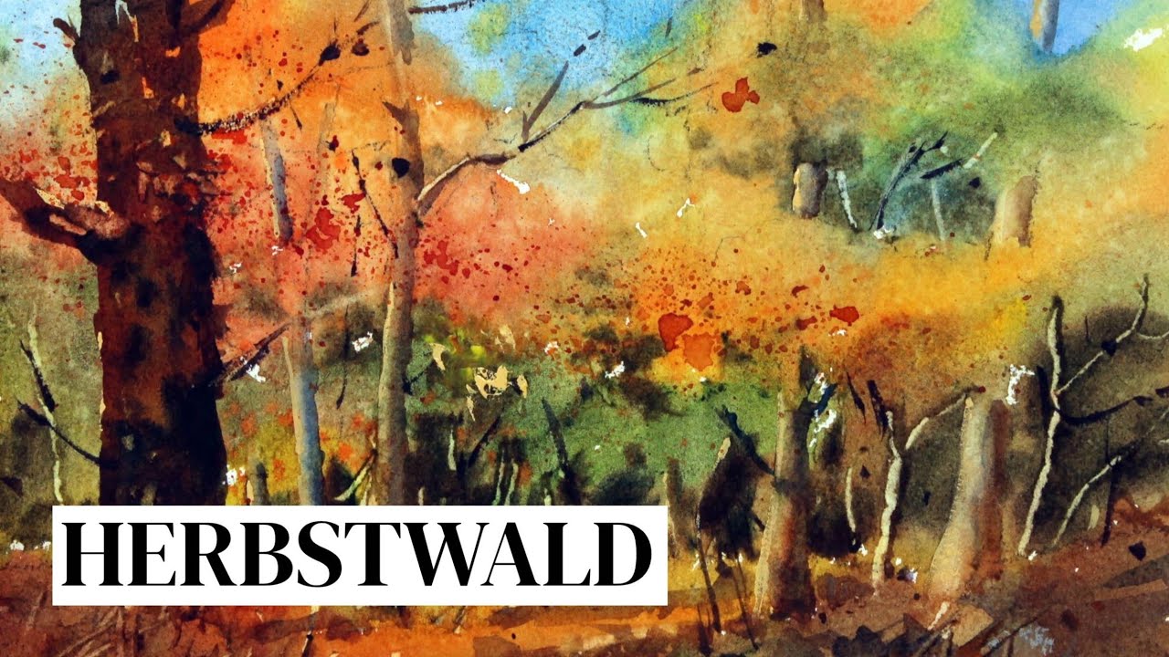 Leuchtende Blätter im Aquarell