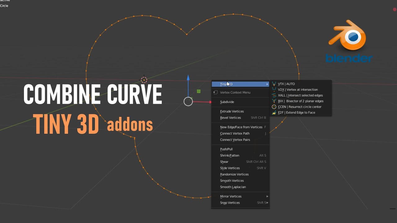 Blender Tutorial - JOIN CURVES WITH TINY CAD TOOL
