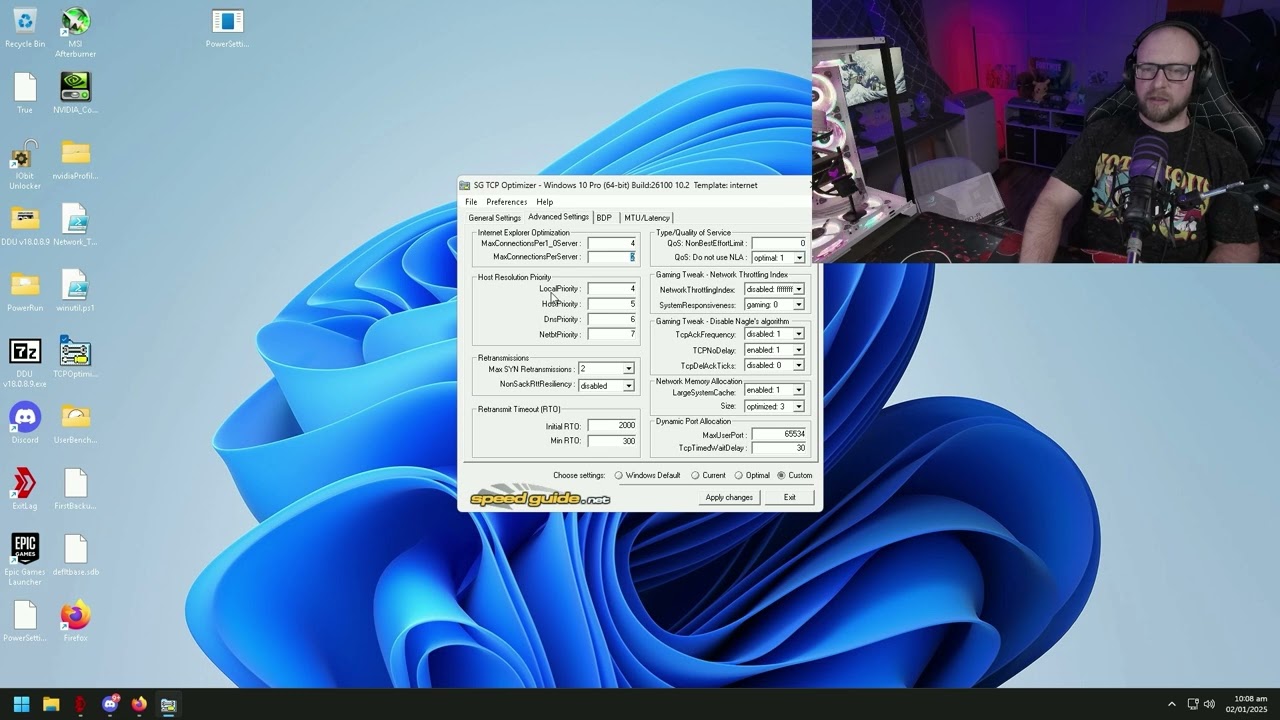 Get less delay by using TCP Optimizer to stabilize your network and lower your in game ping