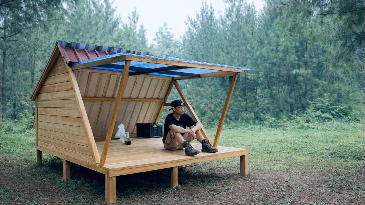 Solo Camping — Building a Simple Shelter in the Forest