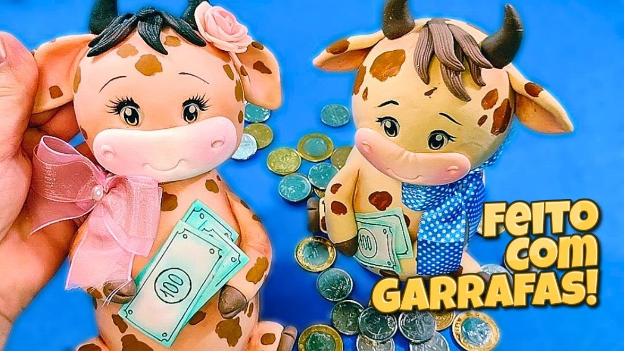 TRANSFORME GARRAFAS PLÁSTICAS EM ADORÁVEIS COFRINHOS DE VAQUINHA EM BISCUIT