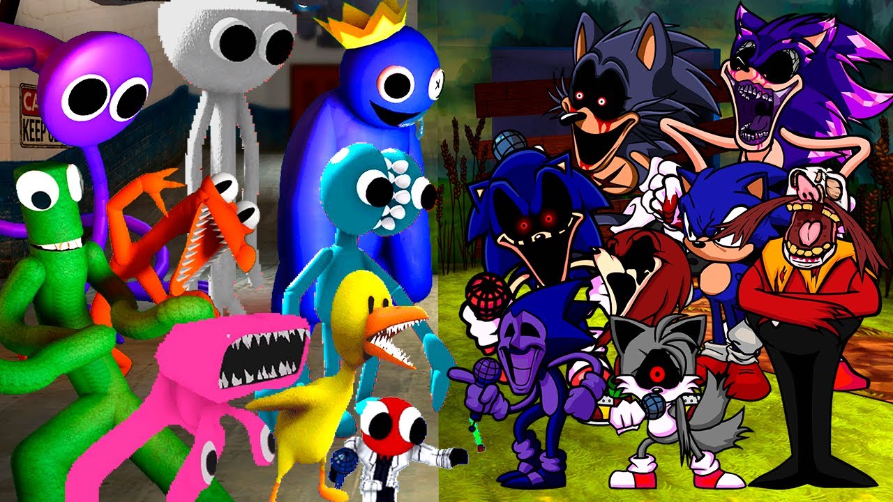Rainbow Friends VS Sonic.EXE 🎶 (Friends To Your End but Sonic.Exe Characters Sing It) FNF Mod