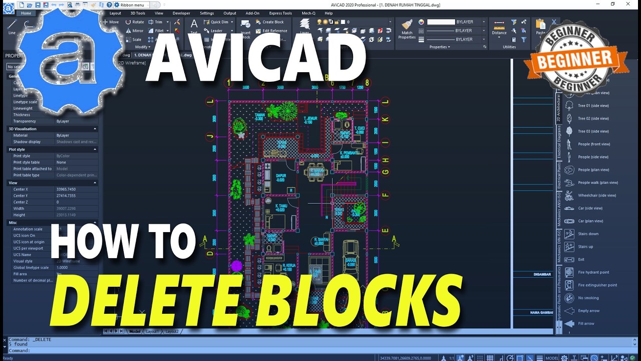 AviCAD How To Delete Blocks