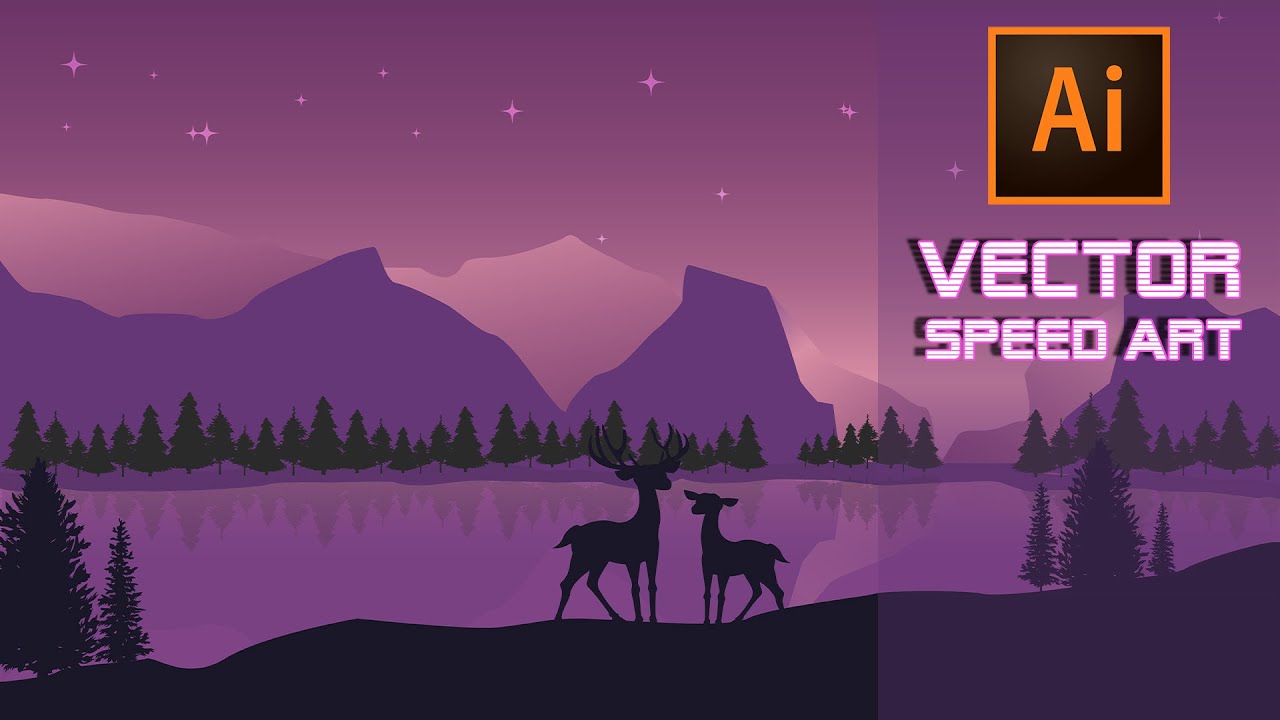 Mountain Vector Speed Art in Adobe Illustrator
