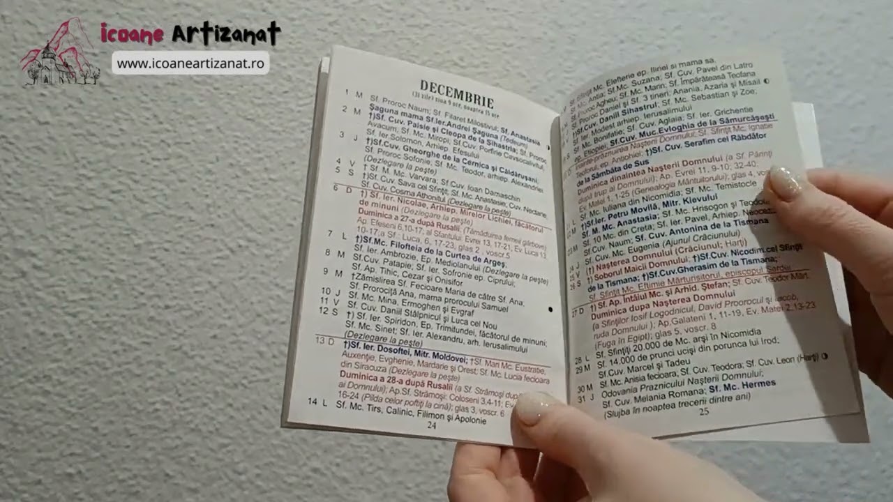 Calendar Cărticică 2026 Creștin Ortodox Stil Vocabular