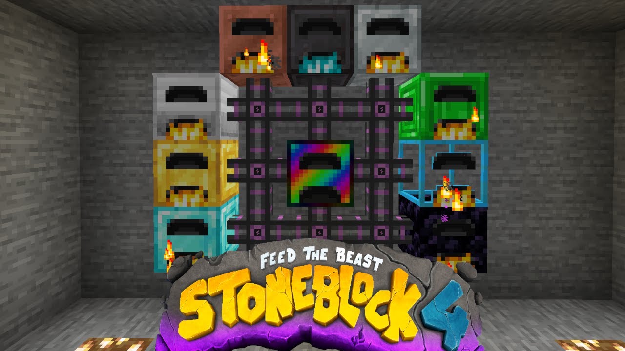 Fluid Cows and Rainbow Furnace Power | Minecraft Stoneblock 4 Ep 14