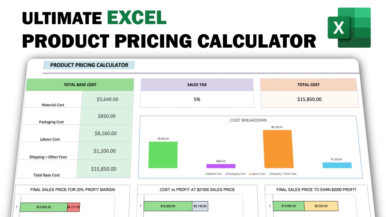 Pricing Calculator in Excel - #pricingstrategy #profitmargin
