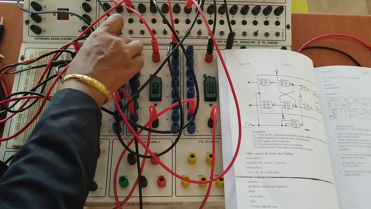 ADE lab(18CSL37)- experiment 6: JK flip flop using NAND gates- part 1