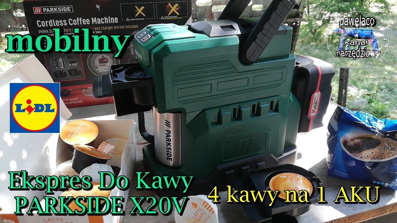 Akumulatorowy ekspres do kawy PARKSIDE PKMA 20-Li A1, do 4 kaw na jednym akumulatorze 4Ah