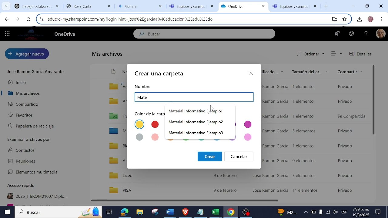 Cómo crear carpetas, subir archivo y compartir en OneDrive
