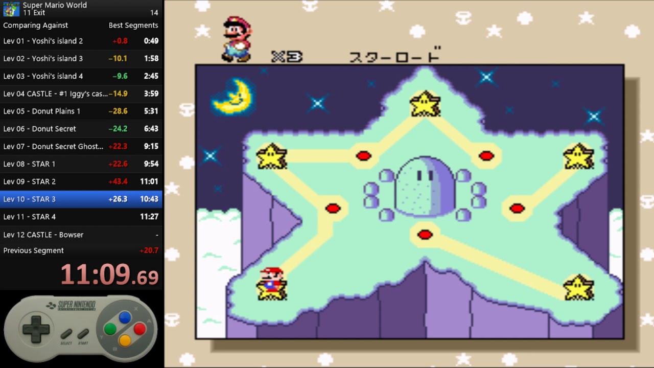 Super Mario World - 11 Exit Speedrun - First Clear - 17:09
