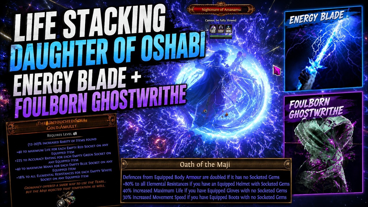 Energy Blade Life Stack Daughter of Oshabi Leaguestarter | Path of Exile 1 | ToTA Phrecia Event