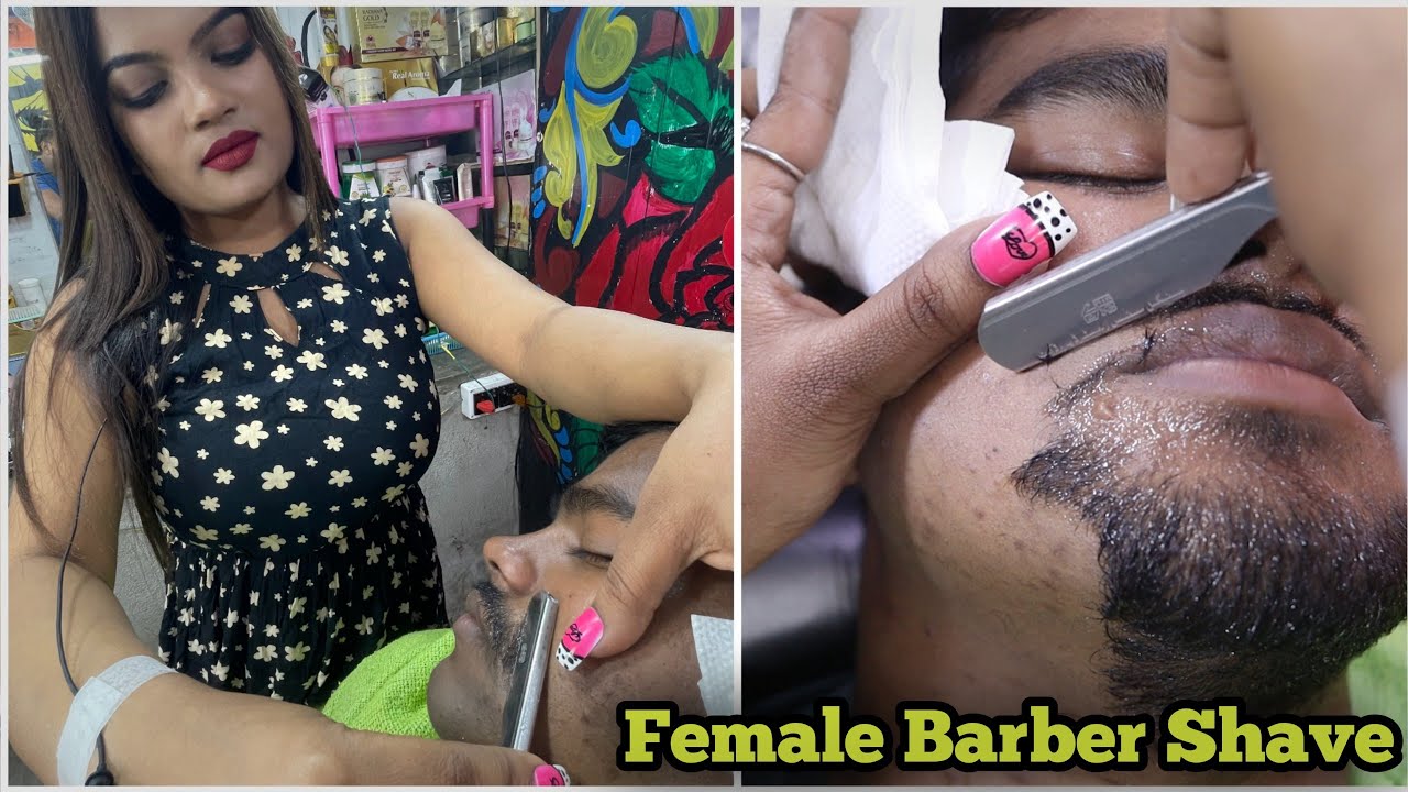 Indian Female barber Straight Razor Shaving Men Long Beard Asmr 🔥 How To Razor Shave || Beard Shave
