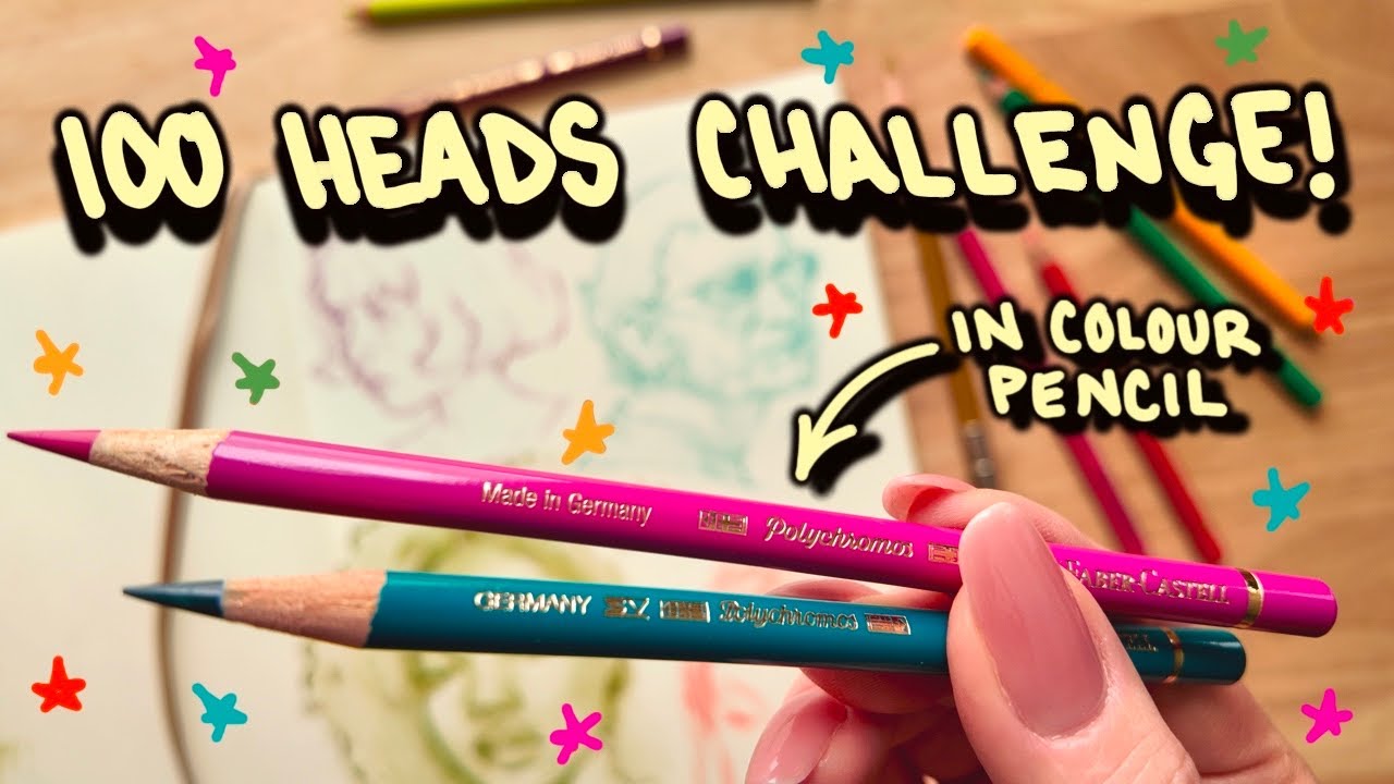 100 HEADS CHALLENGE - sketching in Polychromos colour pencil