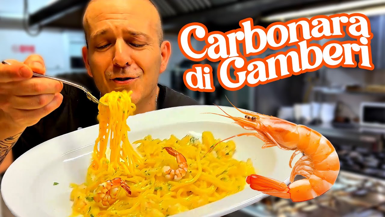 CARBONARA DI MARE con Gamberi - La versione estiva della ricetta romana più amata