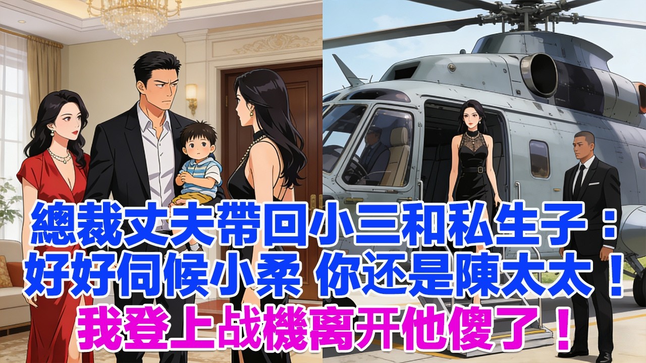 總裁丈夫帶回小三和私生子：還讓你住在家裡，好好伺候小柔別不知足！我平靜越過他，坐上首富老爸親自來接我的私人直升機，他傻了！#為人處世#生活經驗#情感故事#故事#小說#戀愛#情感#婚姻