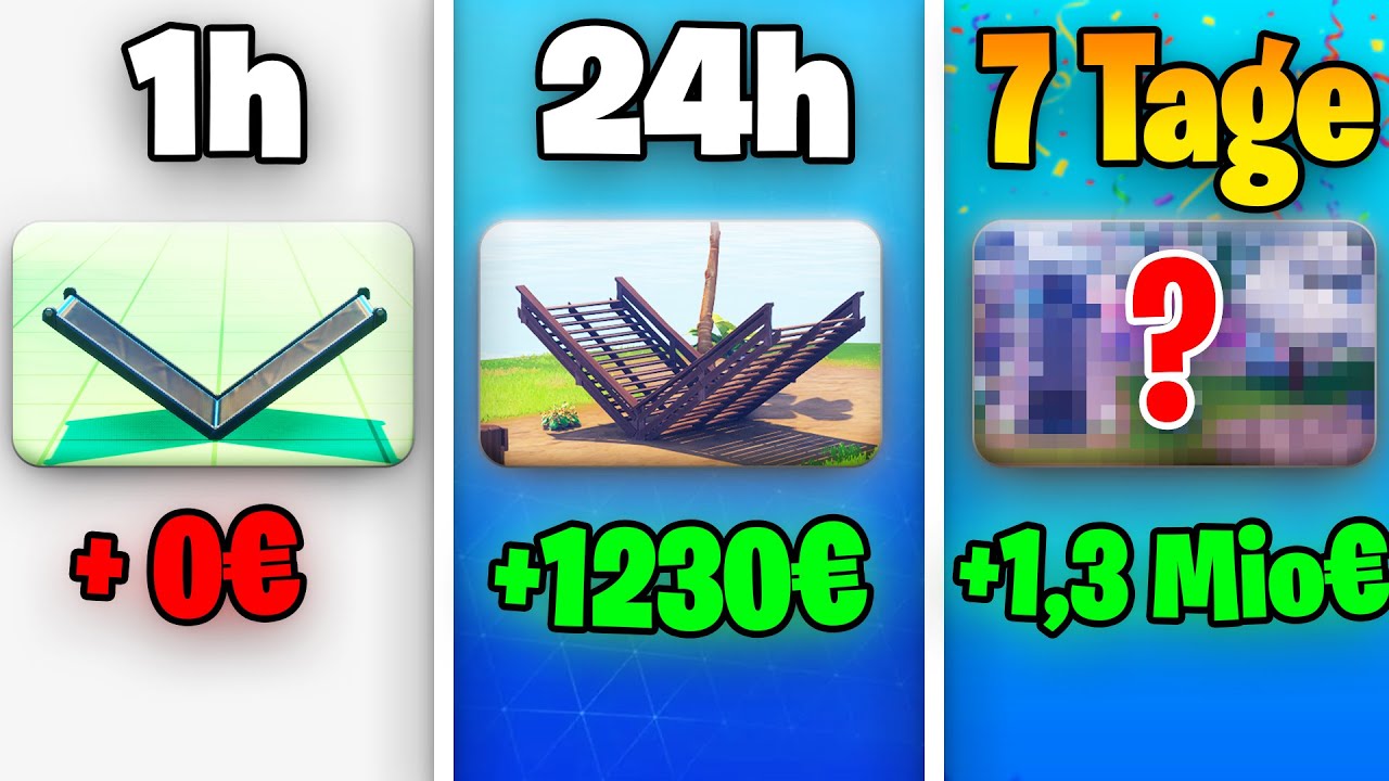 Ich habe eine FORTNITE MAP in 1h, 24h und 7 Tagen erstellt und __€ verdient!😳