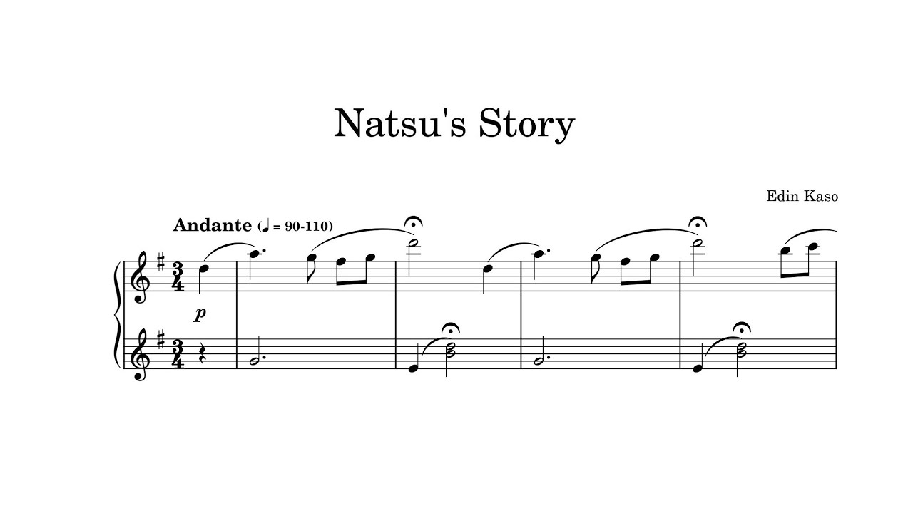 Natsu's Story | Original Piano Composition (Sheet Music Video) - Edin Kaso