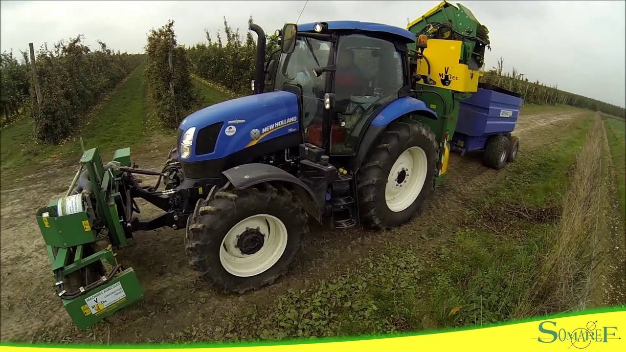 Machine de récolte Pommes à cidre au sol - MVTEC - installée sur tracteur