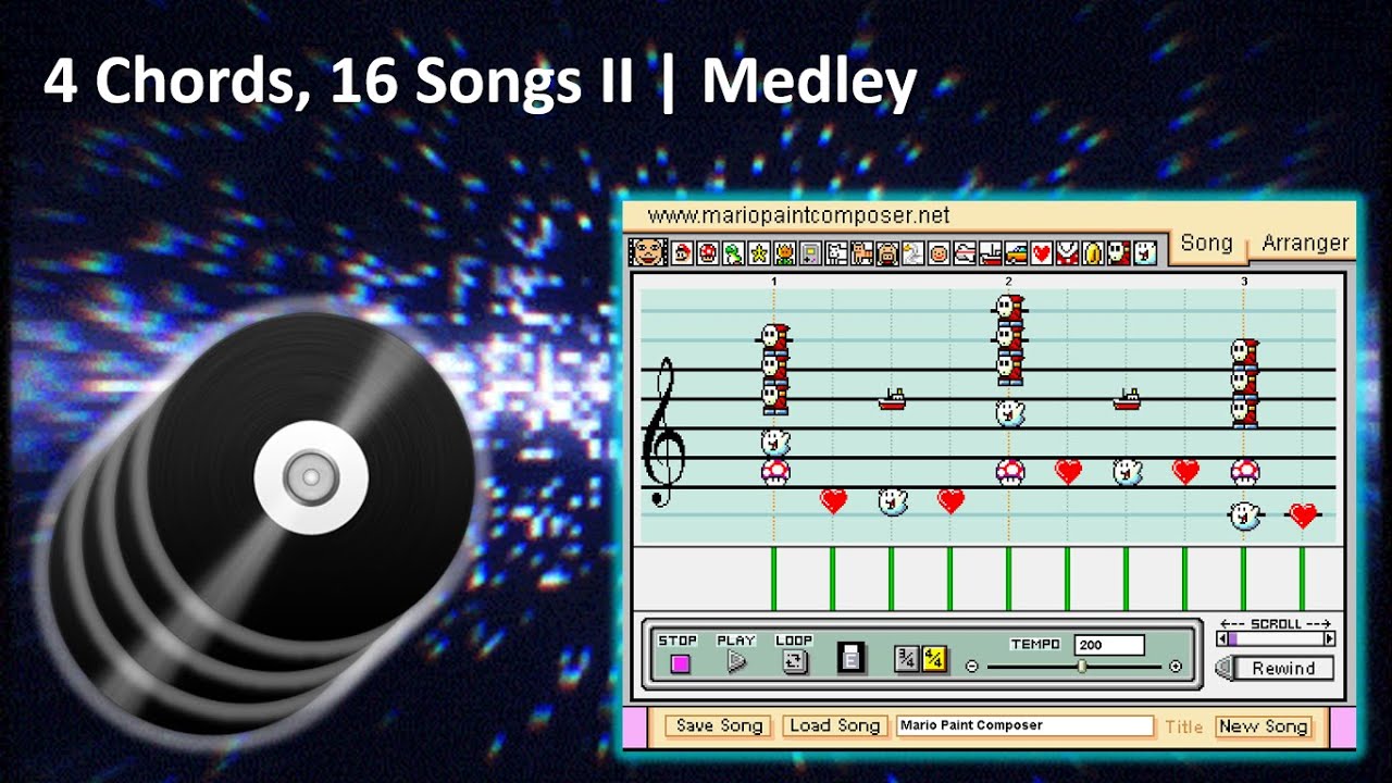 4 CHORDS, 16 SONGS II in Mario Paint Composer v2