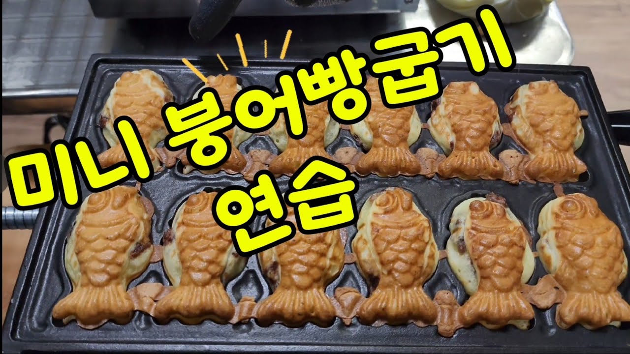 왕초보 미니 붕어빵굽기(팥+슈크림)//붕어빵학교
