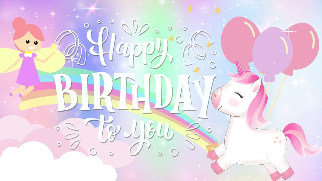 Unicorn Theme Party Birthday Background | 3 Hour Loop