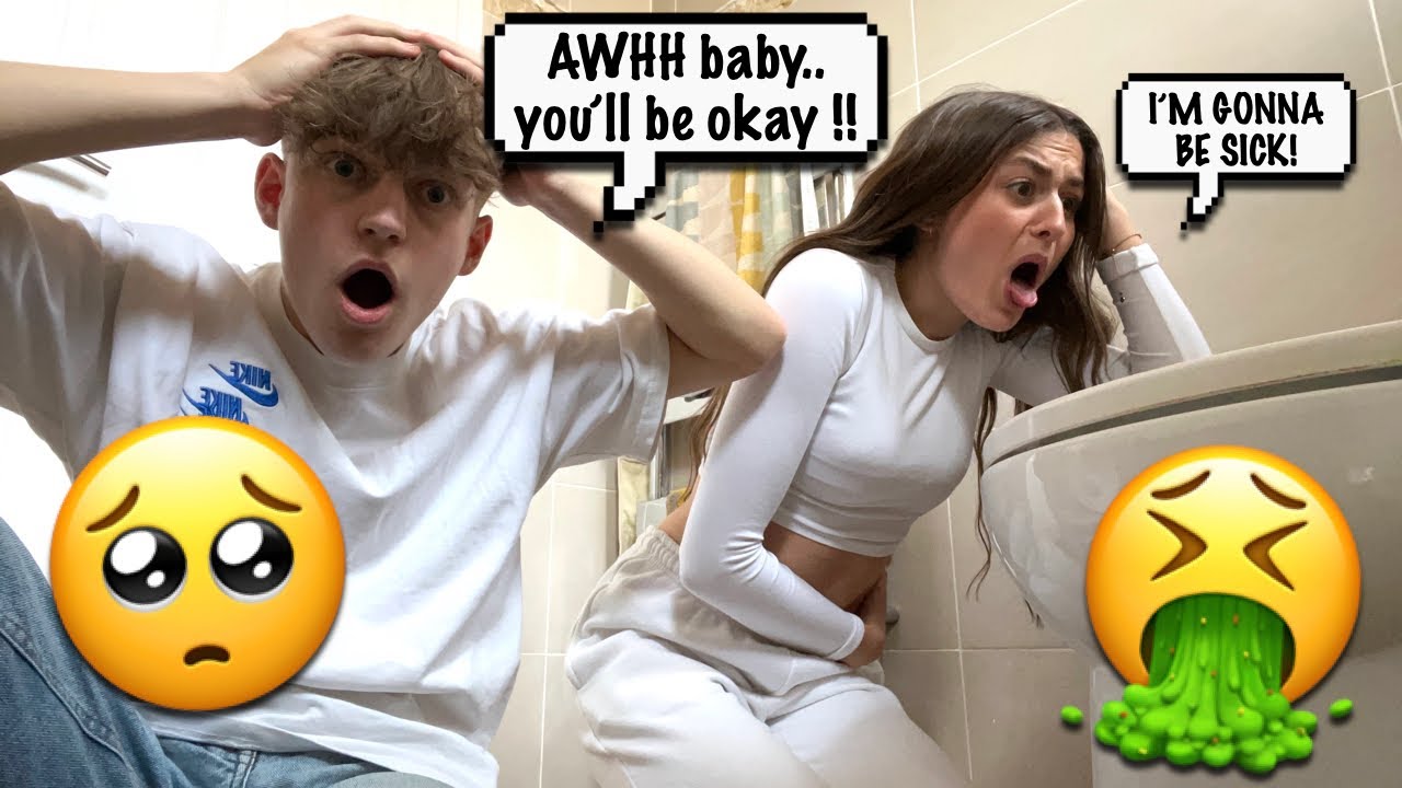 Throwing Up From Food Poisoning Prank On Boyfriend *Cute Reaction*