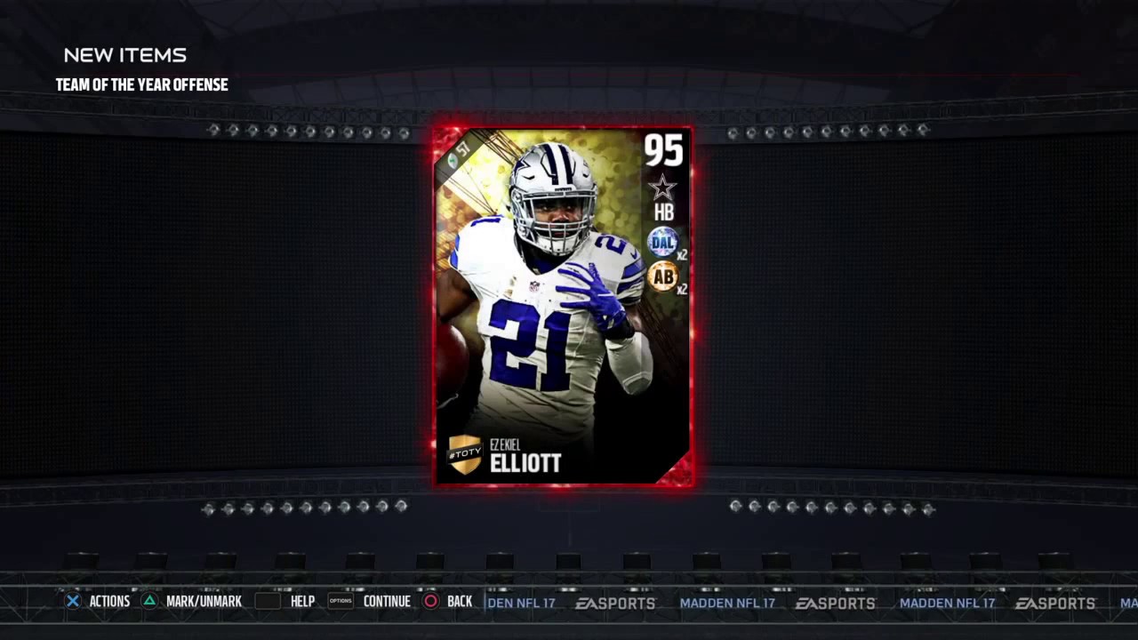 TOTY ZEKE PULL!! ELITE TOTY  MADDEN 17 PACK OPENING