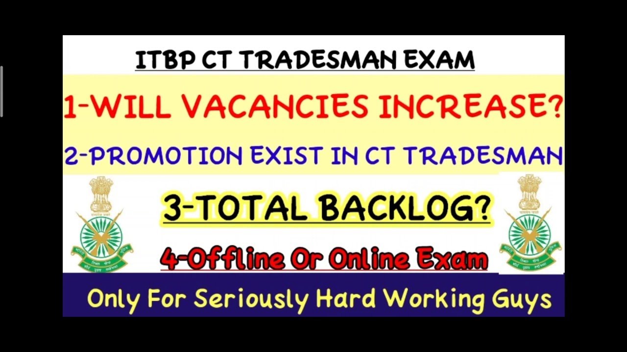 ITBP CT TRADESMEN| EXAM ONLINE OR OFFLINE| VACANCIES INCREASE| PROMOTIONS| ALL INFORMATIVE VIDEO|