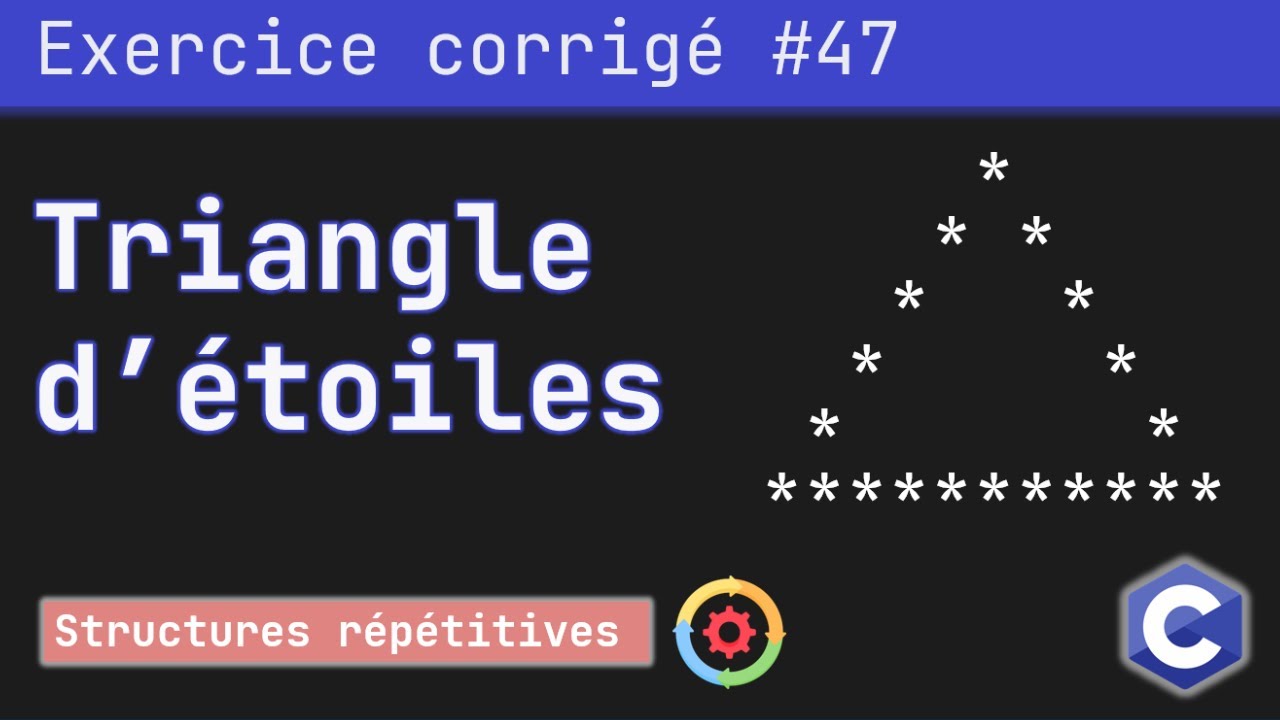 Exercice corrigé 47 : Programme qui permet de dessiner un cadre triangulaire | Langage C