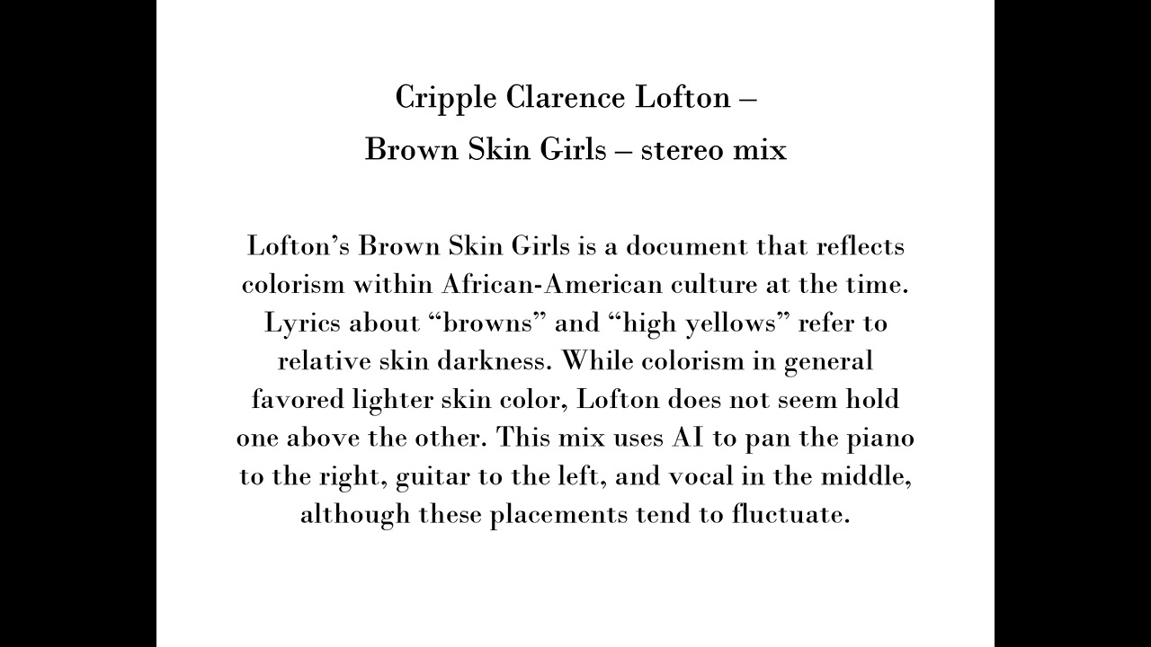 Cripple Clarence Lofton – Brown Skin Girls   stereo mix