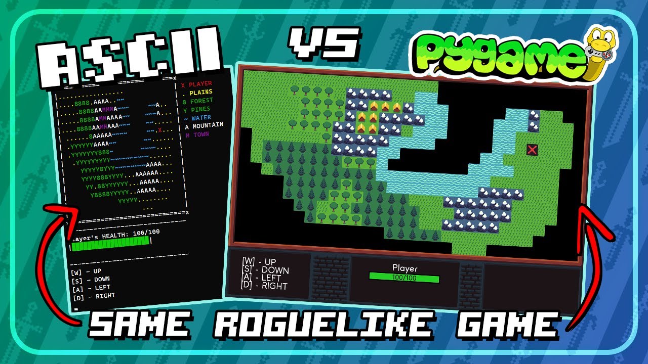 Same Roguelike in Two Different Styles - Python ASCII vs Pygame