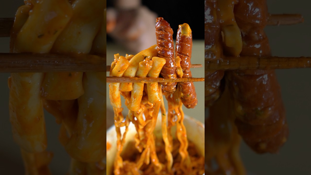 Cheesy Buldak Carbonara Ramen with Tteokbokki and Sausages