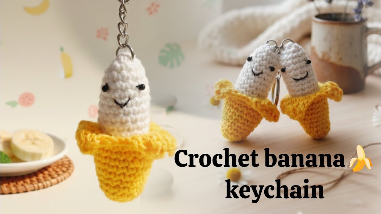 How to Crochet a Banana Keychain |Step-by-Step for Beginners/15 min project #viral#crochet#amigurumi