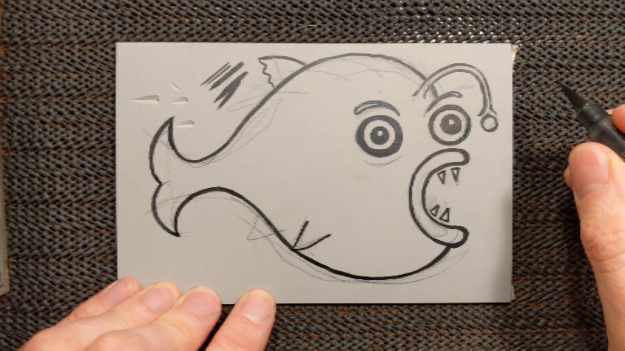 Linocut Fish Part 1 - Drawing on the Block