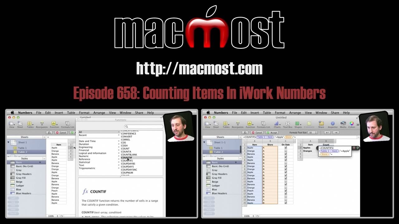 Counting Items In iWork Numbers (MacMost Now 658)