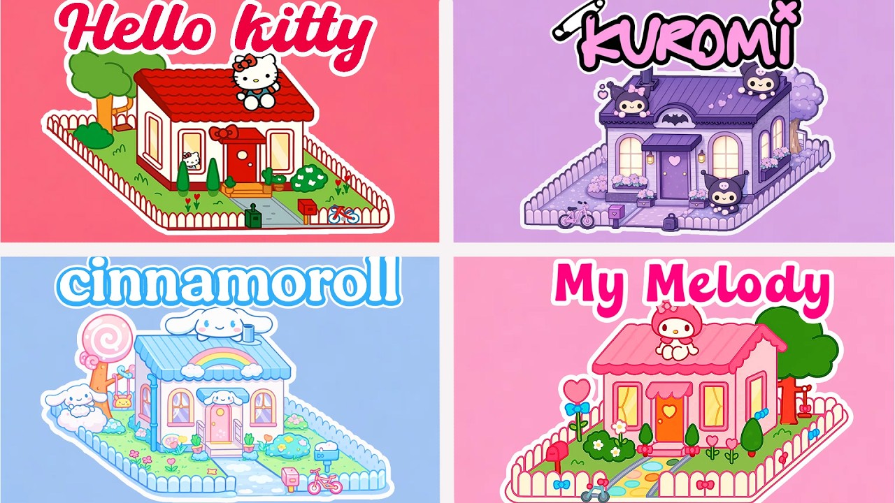 Compilation: Sanrio FREE House Builds 🎀 | Hello Kitty, Kuromi, My Melody & Cinnamoroll in Toca Boca