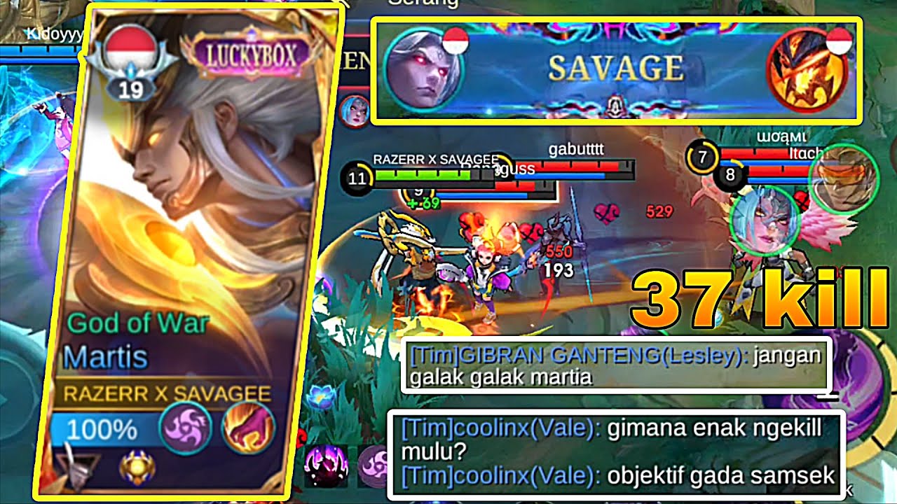 Sejarah Baru Mobile Legends: Martis 37 Kill Savage, Nggak Ada Lawan!