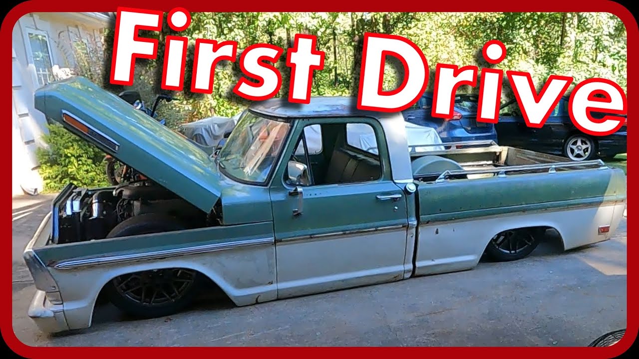 First drive of my bagged and coyote swapped F100! This truck is the COOLEST!!