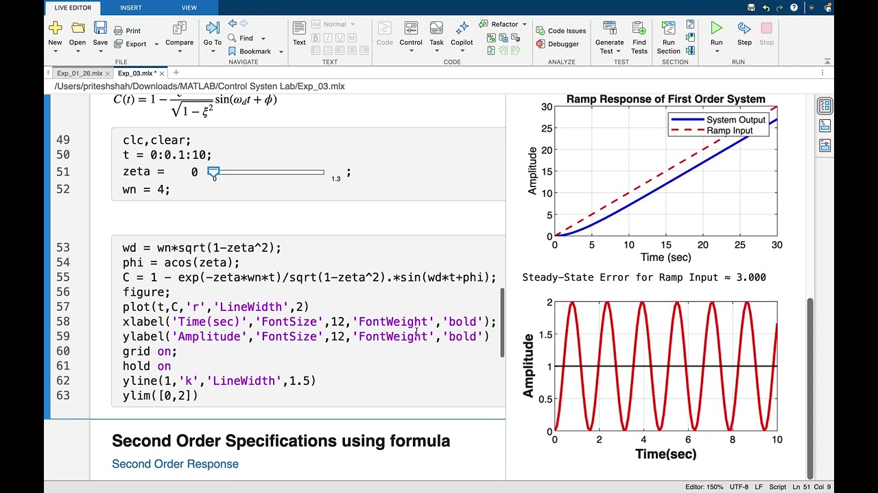 Time Domain Analysis | First & Second Order Systems | MATLAB Control System Lab