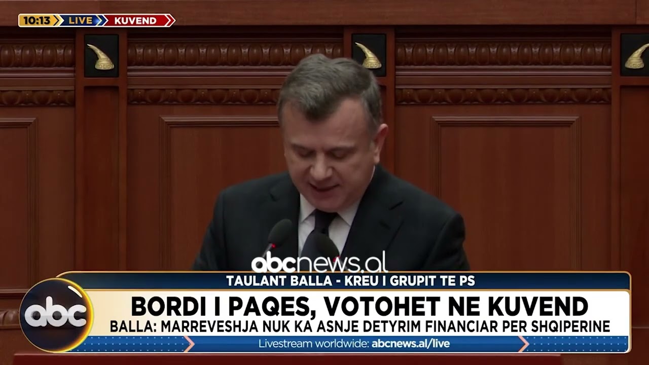 Bordi i Paqes, votohet në Kuvend/ Balla: Marrëveshja asnjë detyrim financiar për Shqipërinë